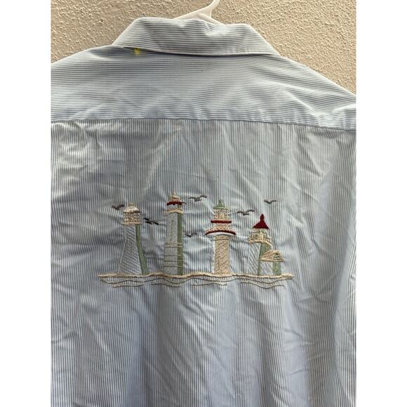 Las Olas Womens Shirt Size Small Stripped Long Sleeve Button Up Beach Theme - Picture 8 of 14